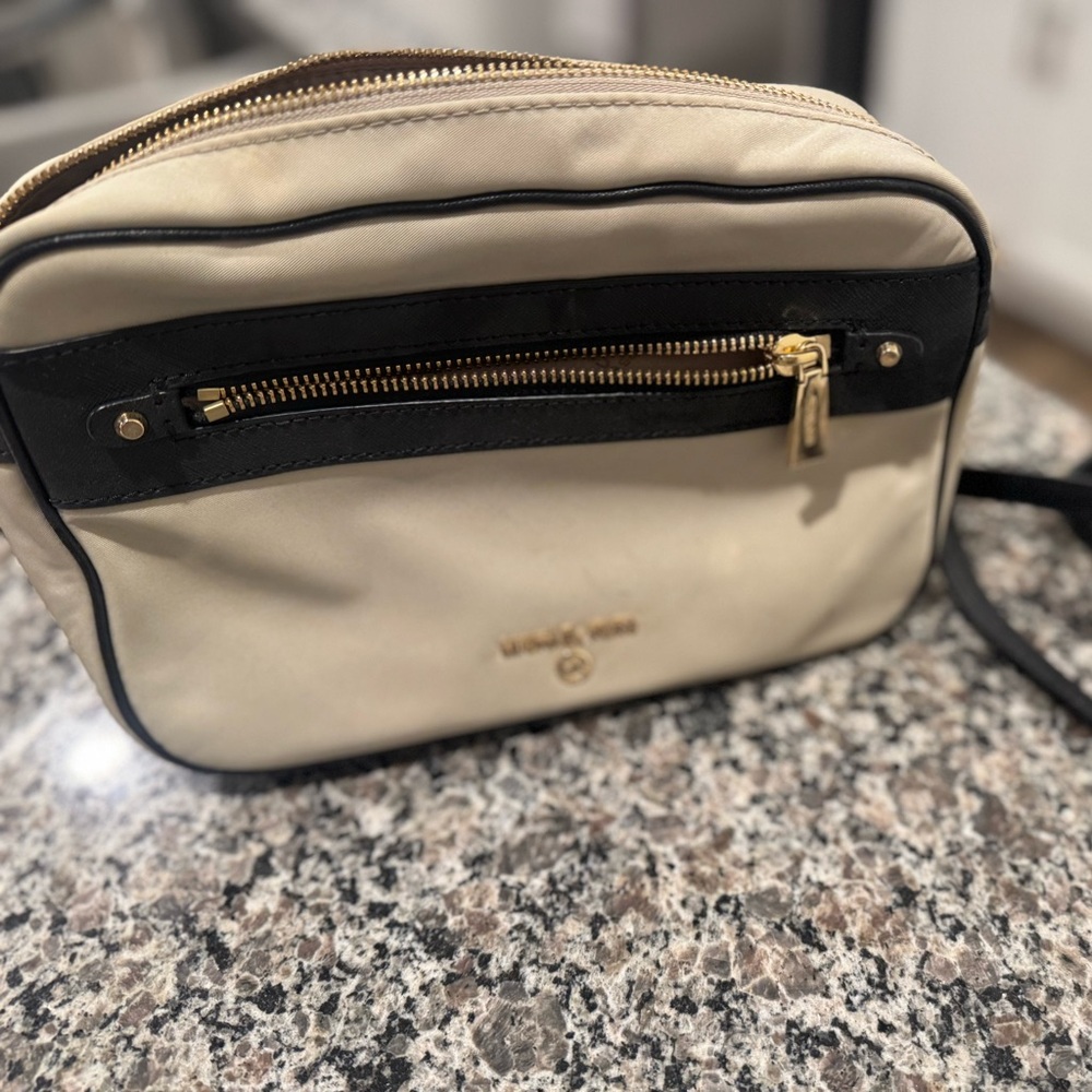 Michael Kors Beige and Black Zip Pouch